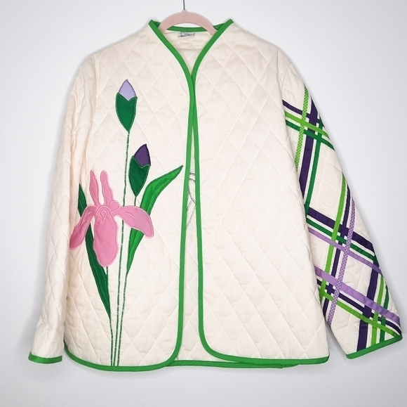 Vintage Alfredo's Wife Quilted Floral Jacket OS - Picture 2 of 8